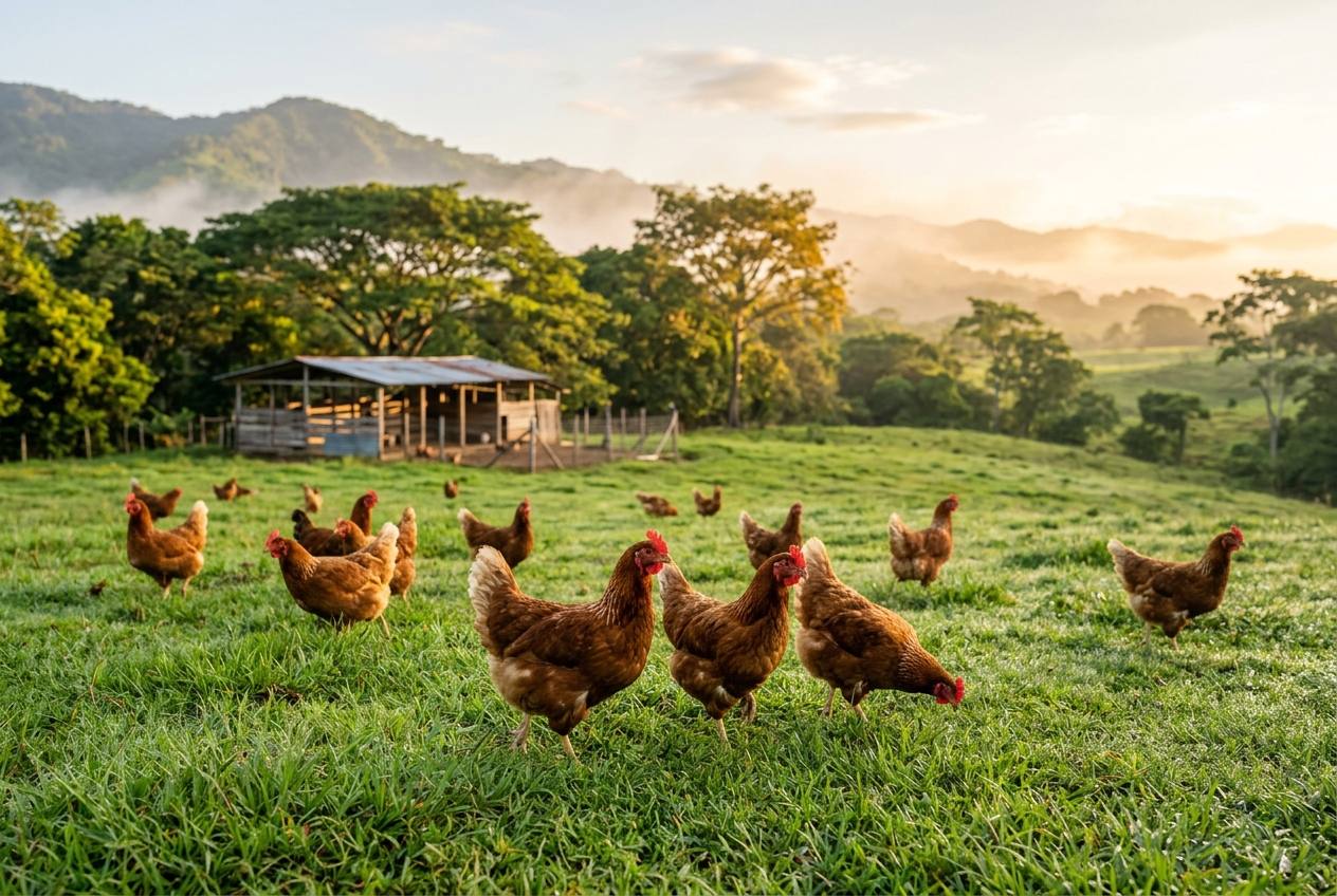 Gallinas en pastoreo